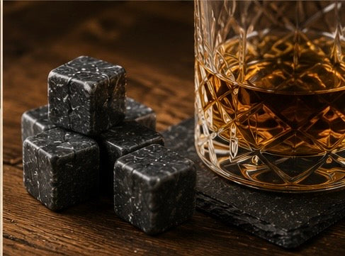 Lot de 6 pierres à whisky en granit – Glaçons réutilisables