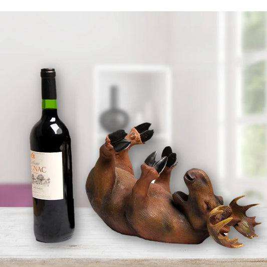 Porte-bouteille de vin en résine Cerf Ivre – Support décoratif original