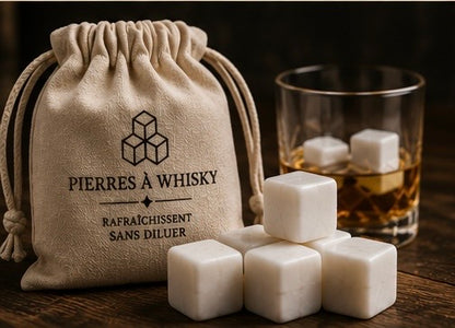 Lot de 6 pierres à whisky en granit – Glaçons réutilisables