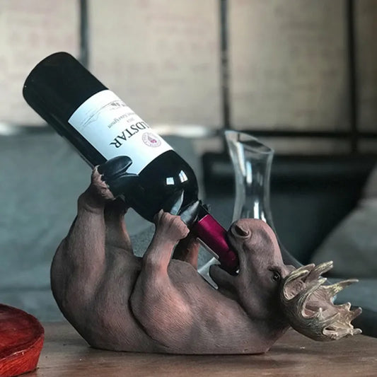 Porte-bouteille de vin en résine Cerf Ivre – Support décoratif original