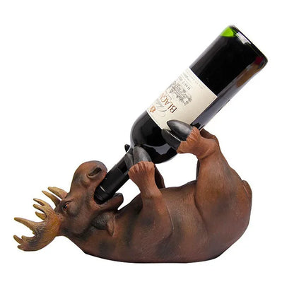 Porte-bouteille de vin en résine Cerf Ivre – Support décoratif original